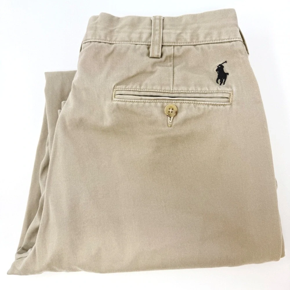 Polo Ralph Lauren Preston Pant‎ Mens 34x31 Khaki Tan Cotton Twill Chino Straight